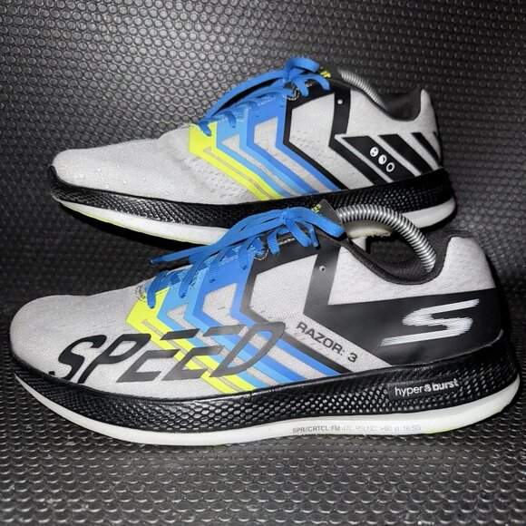 Skechers GOrun Razor 3 Hyper Shoes White Black Blue Running Sneakers Men Size 10 - Picture 1 of 8